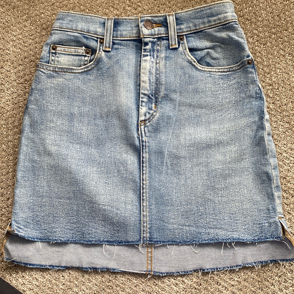 Wilfred Light Blue Denim Mini Skirt